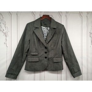 Willi Smith Blazer Size 10 Dark Gray Polka Dots Lining 3 Buttons Professional EC